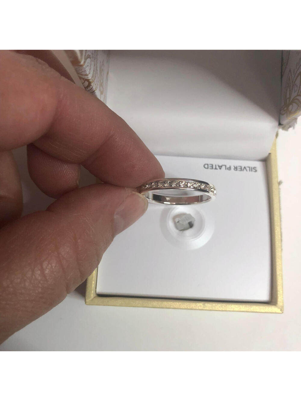 394 Charter club CZ cubic Zirconia silver plated eternity ring 9
